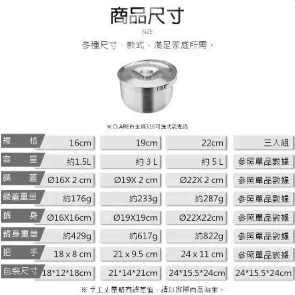 CLARE 可蕾爾 白金鋼316不鏽鋼可提式調理鍋 22cm-Leidea樂德兒, , large