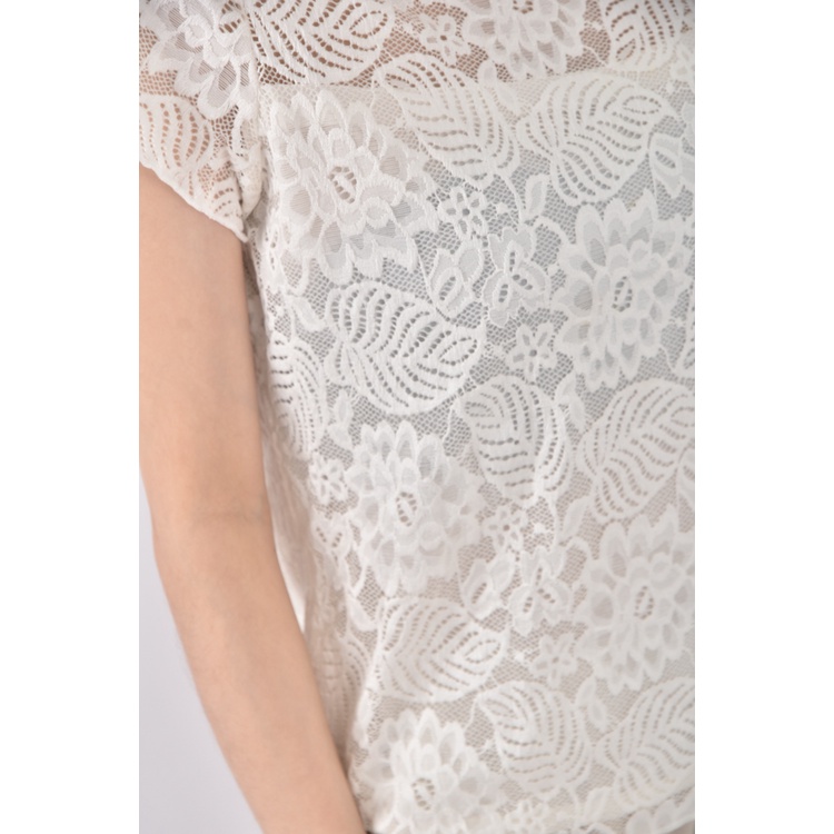 (M) leidisha蕾絲白色短袖上衣二手衣, , large