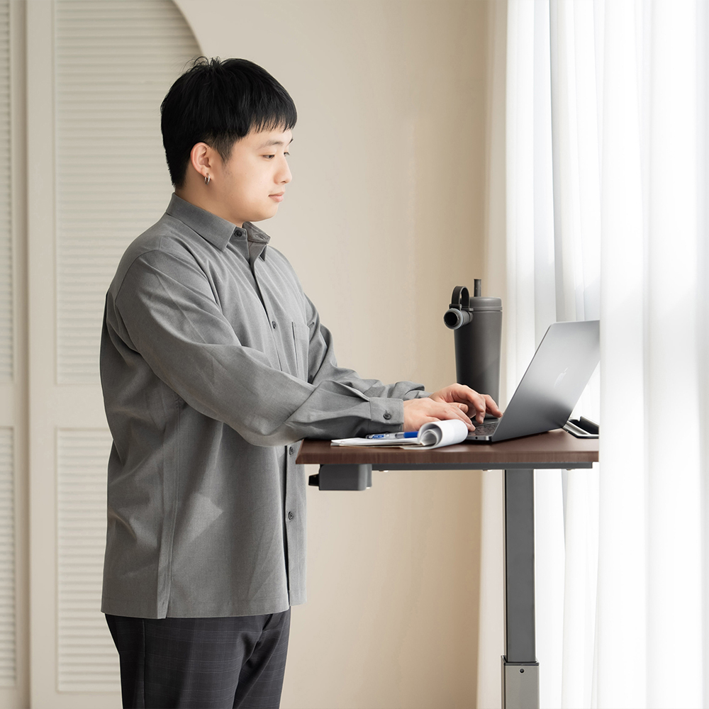 【KAKU健康生活】KA-4814 臺灣製造[好升氣][高桌]氣壓升降桌 霧絲白, 霧絲白, large