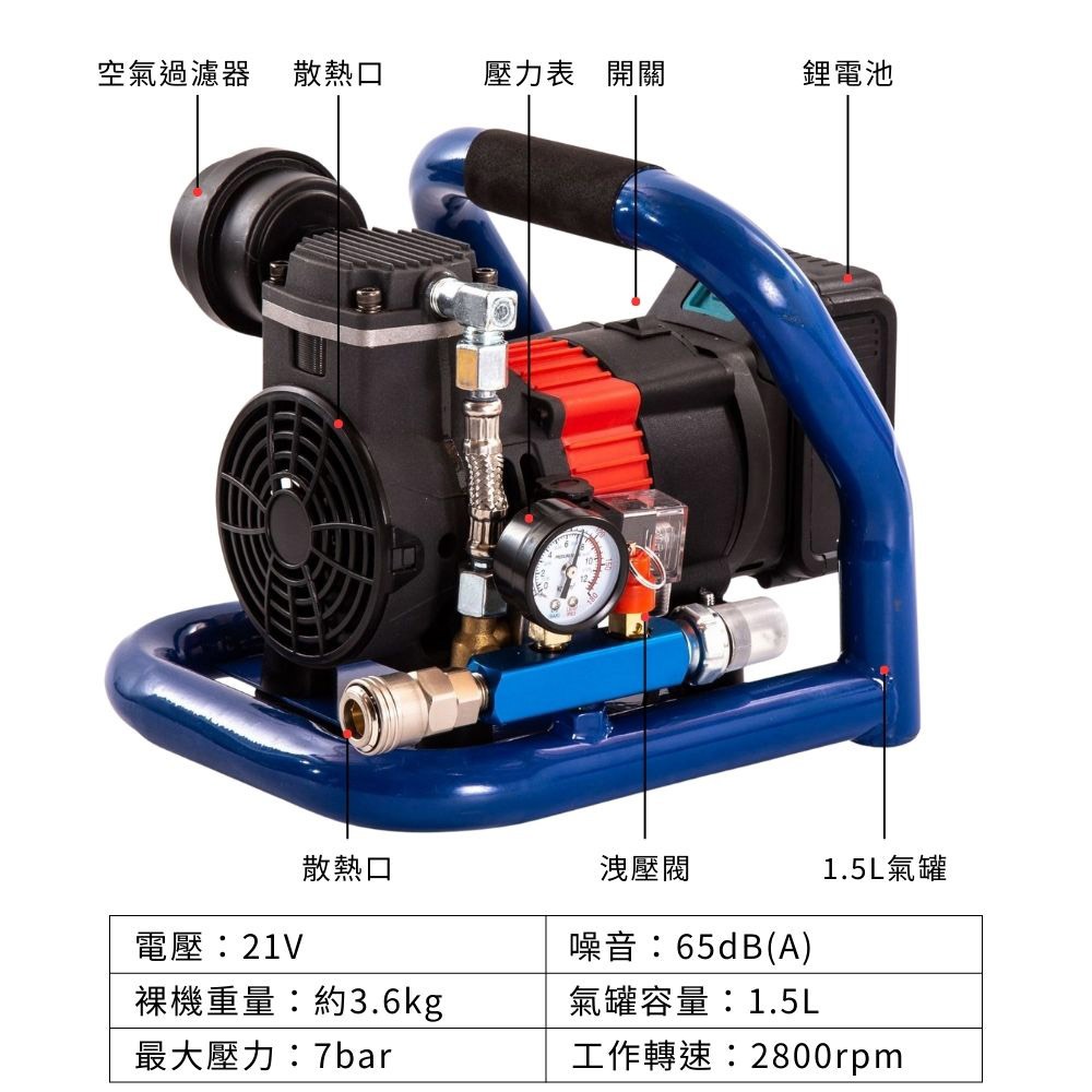 迷你小型便攜式打氣泵儲氣罐10節二電一充, , large