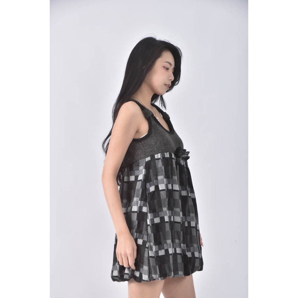 (XS（含）以下) h s popular dress格紋灰色洋裝二手衣, , large