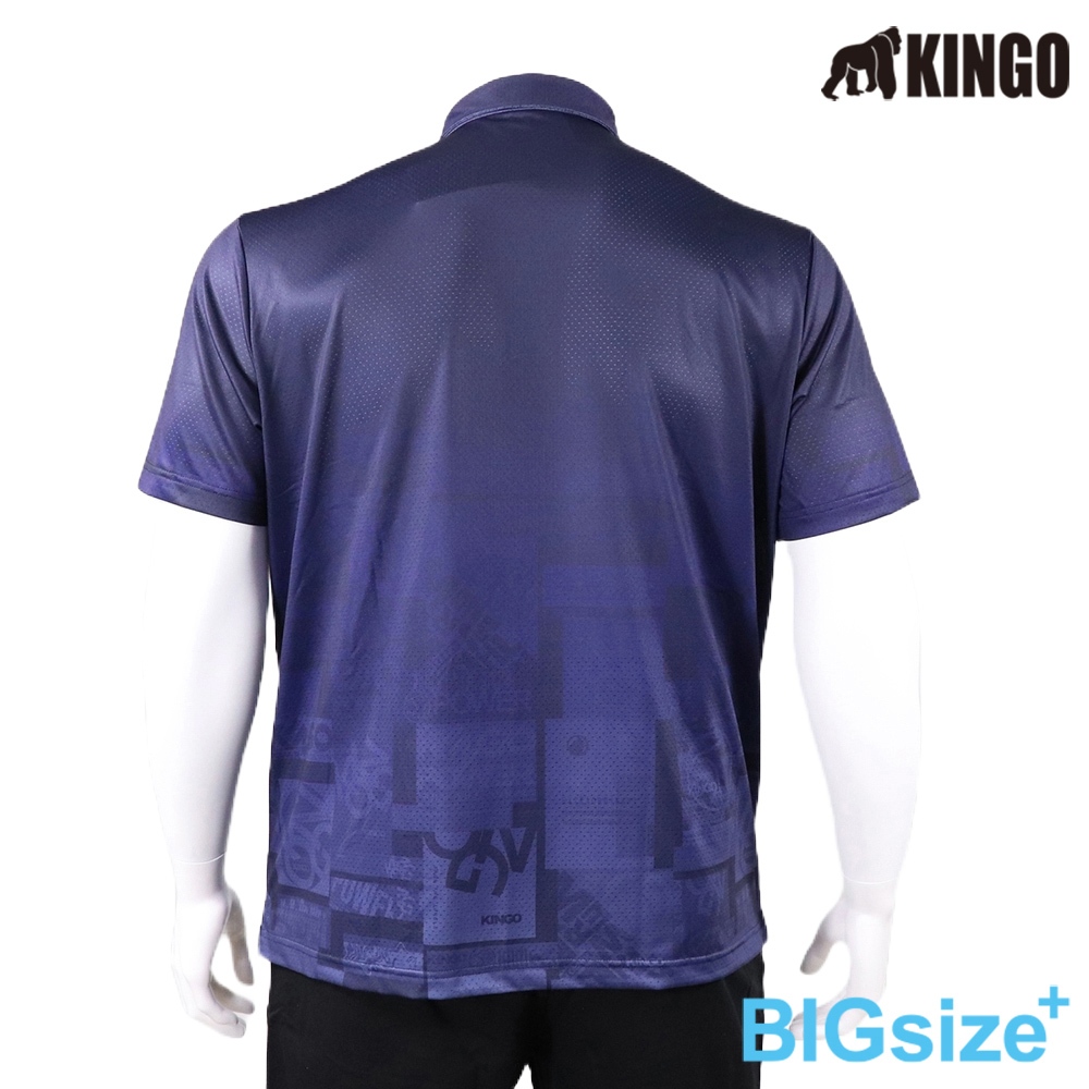 KINGO-大尺碼-男款 排汗POLO衫-丈青-413210, , large