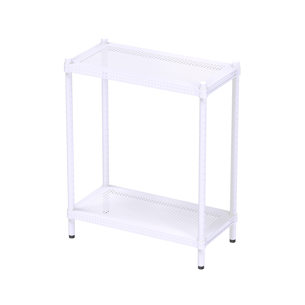 [Y HOUSE] 60x30x75cm Extreme Aesthetic Perforated Two-Tier Storage Rack - Lacquered White, , large