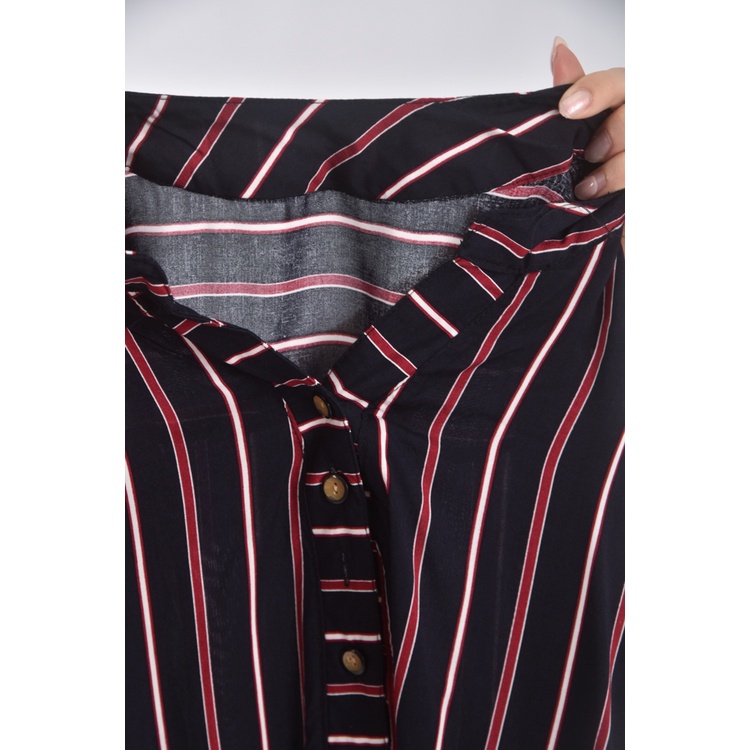 (XL) 條紋黑色長袖上衣二手衣, , large