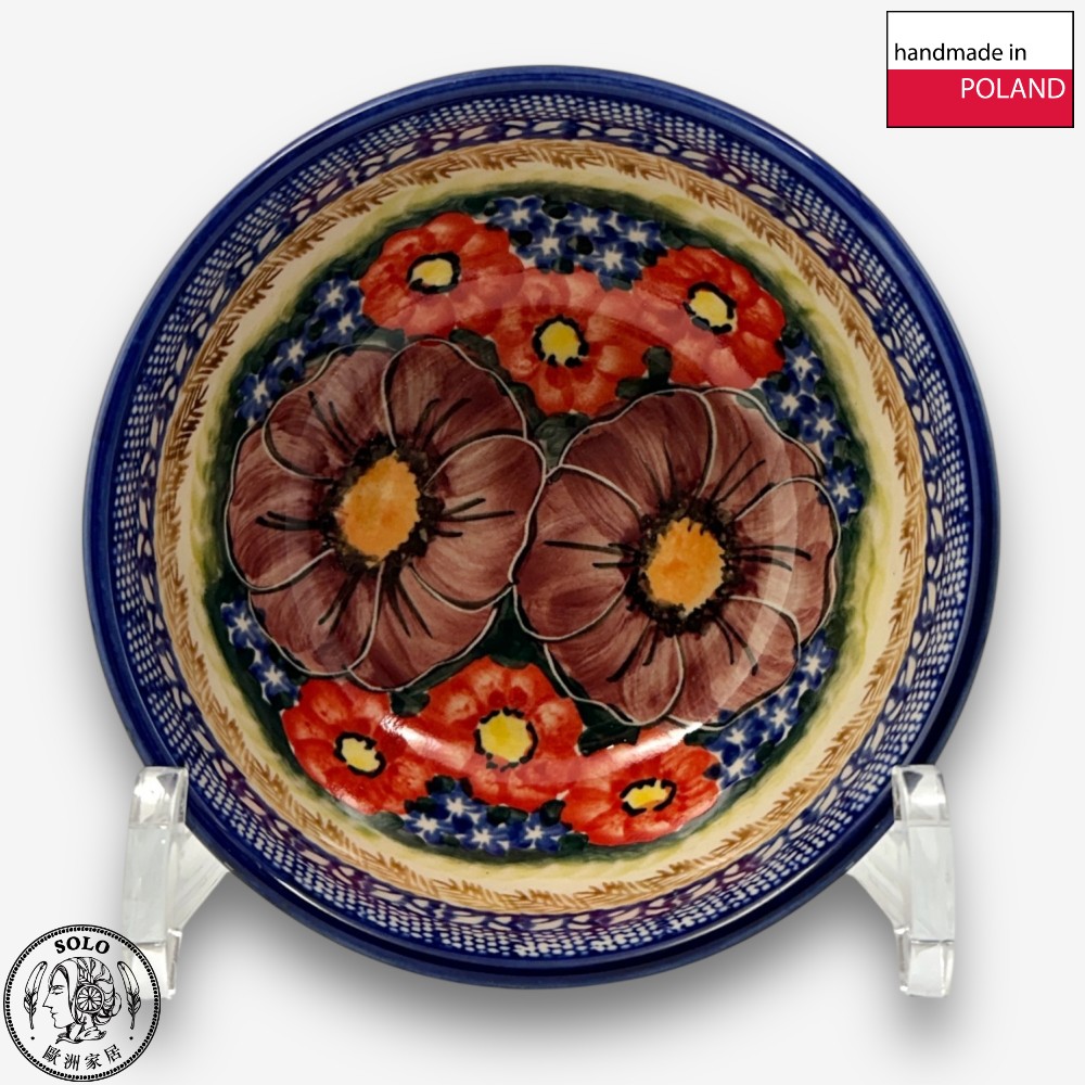 【SOLO Vintage】Cerraf Polish Pottery 13cm Rice Bowl Banquet of Elegant Red Series Made in Poland, , large