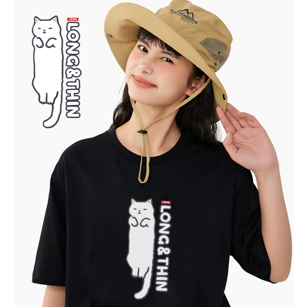 JZ TEE 白貓條 印花短袖T恤, , large