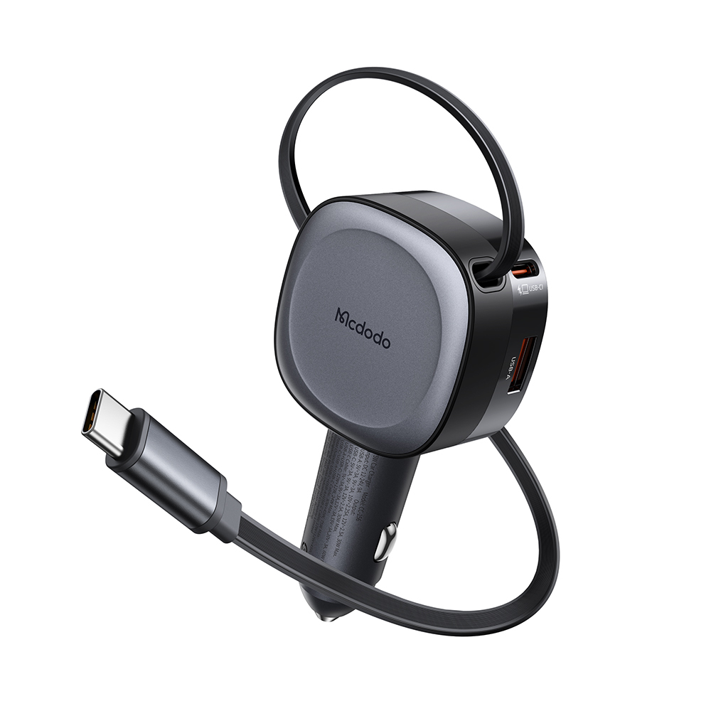 Mcdodo麥多多 LQ CC156 FreeGo系列75W USB-C伸縮線快充車載充電器1A2C, , large