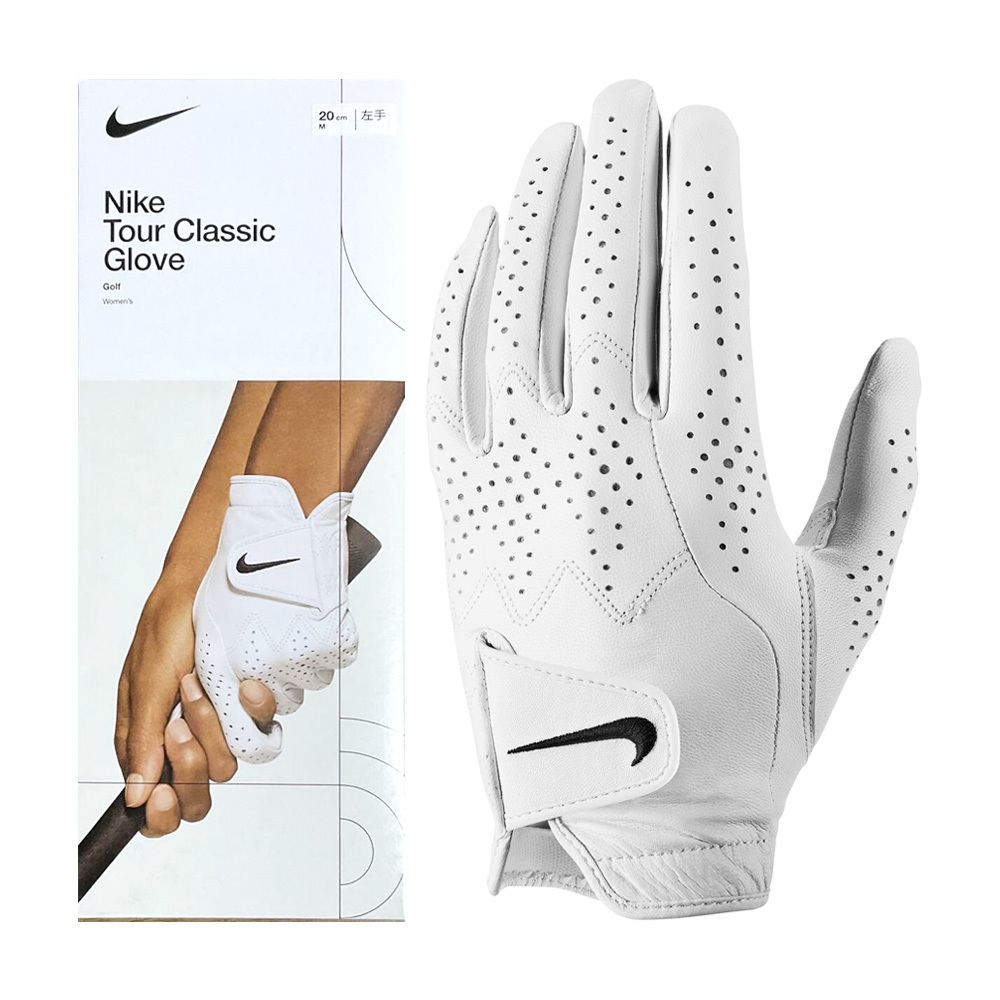 NIKE W TOUR CLASSIC IV GG LL APAC 女子高爾夫手套(左手) 單入裝 彈力 柔軟 透氣 白