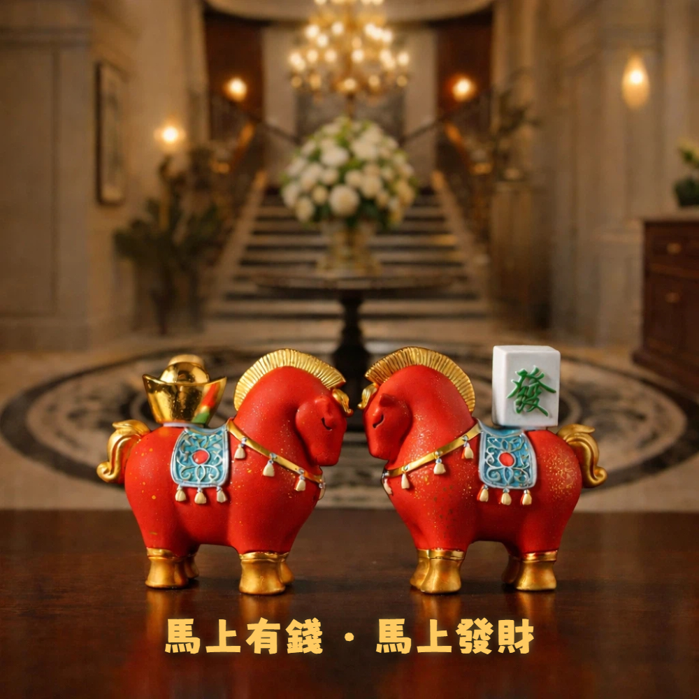 【A&R】招財開運 馬上發財 轉運聚財馬擺飾附精美禮盒 兩款任選, , large