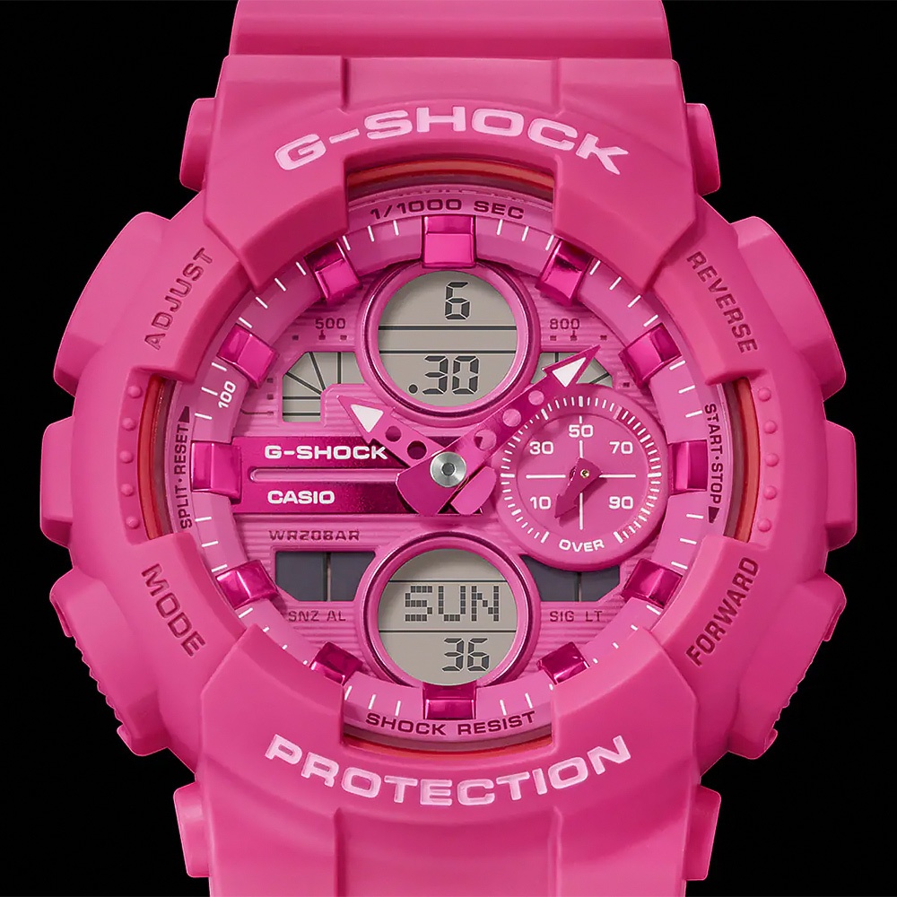 CASIO 卡西歐 G-SHOCK 單色時尚 雙顯手錶-粉紅 GMA-S140PP-4A, , large