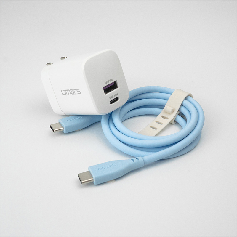 omars AC Portable Power Station+GaN 35W Adaptor+Type-C Cable-Blue, 晴天藍, large