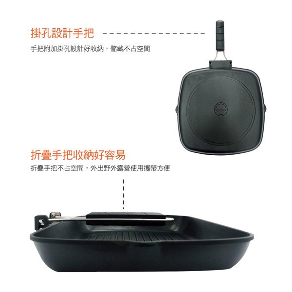 PERFECT 理想牌 日式黑金鋼折疊煎盤烤盤無蓋 28cm-Leidea樂德兒, , large