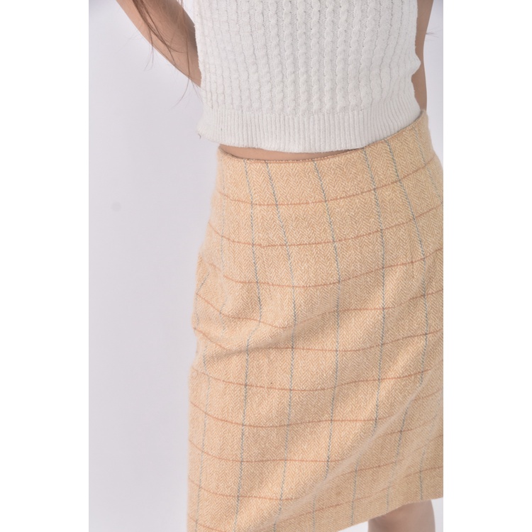 (L) 質感羊毛純羊毛黃色短裙二手衣, , large