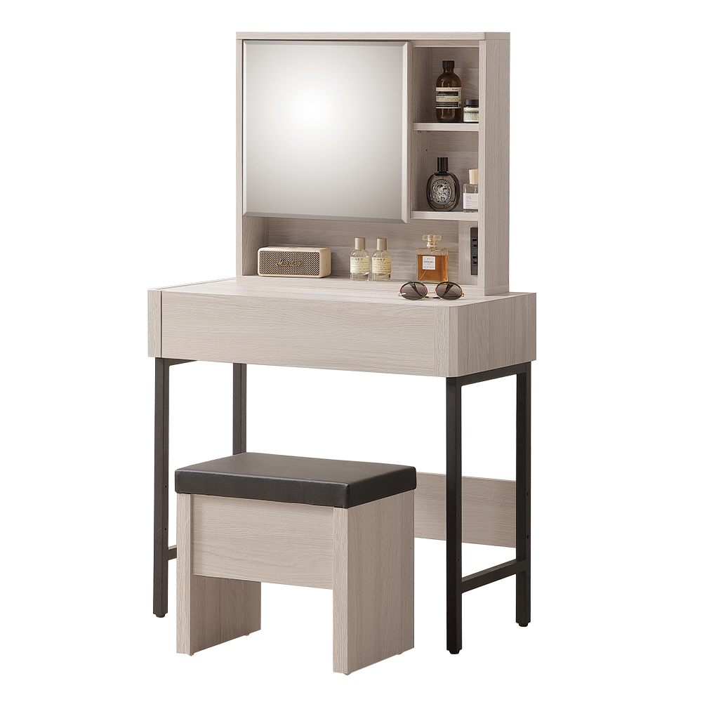 【唯熙傢俱】馬修斯橡木白2.7尺化妝台, , large