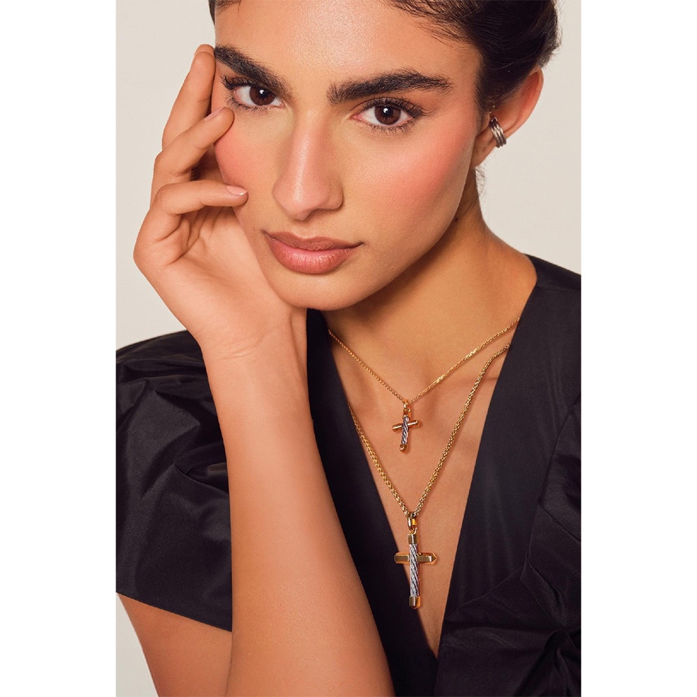 CHARRIOL 夏利豪 CELTIC 十字架鋼索項鍊-小 08-101-1282-2, , large