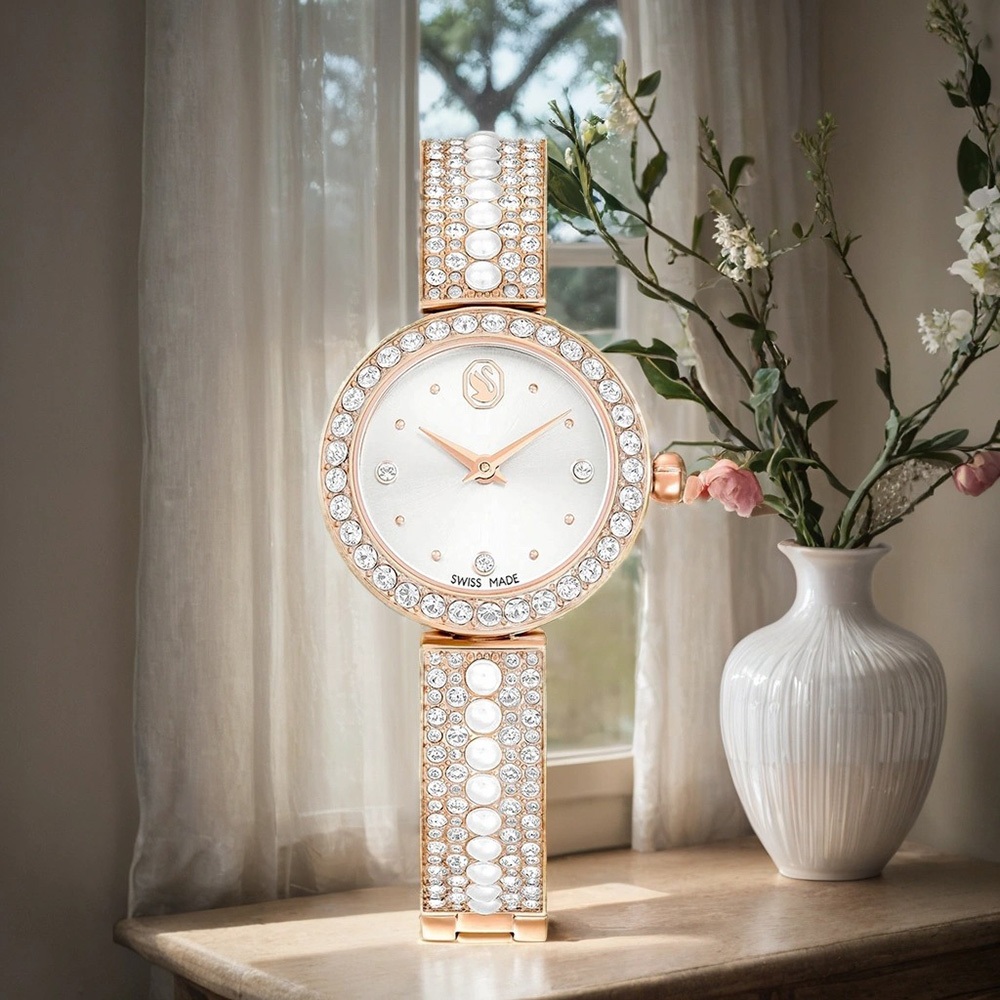SWAROVSKI 施華洛世奇 Matrix Pearl 水晶珍珠手鐲式手錶 女錶-29mm 送禮推薦 5705406, , large