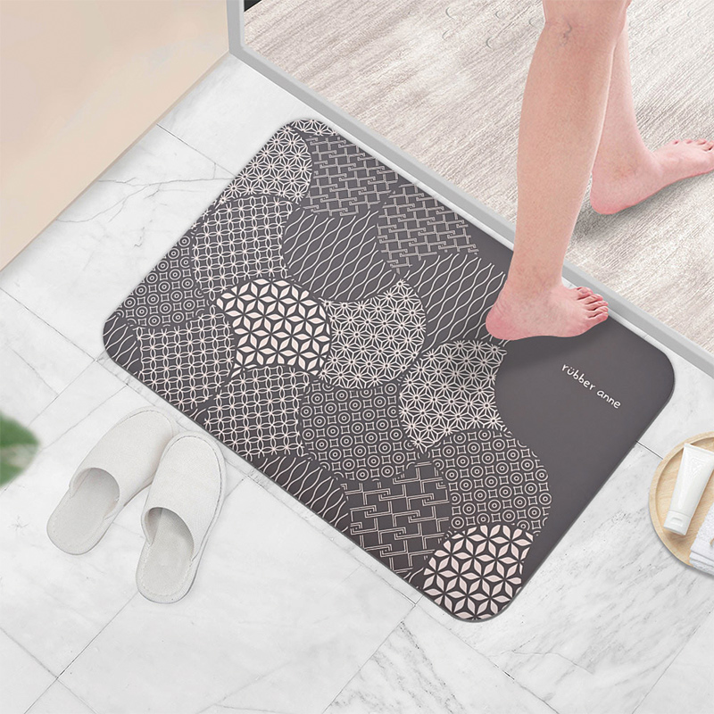 【Monster】 Soft Diatomaceous Earth Absorbent Mat – Window Blossom Series (60x40cm) – Turquoise Gray, , large