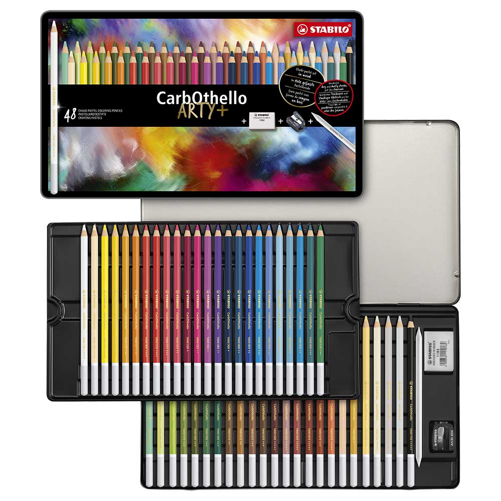 STABILO 德國 思筆樂 CarbOthello 奧賽樂水性粉彩色鉛筆 鐵盒 48色組/盒 ST1448-6, , large
