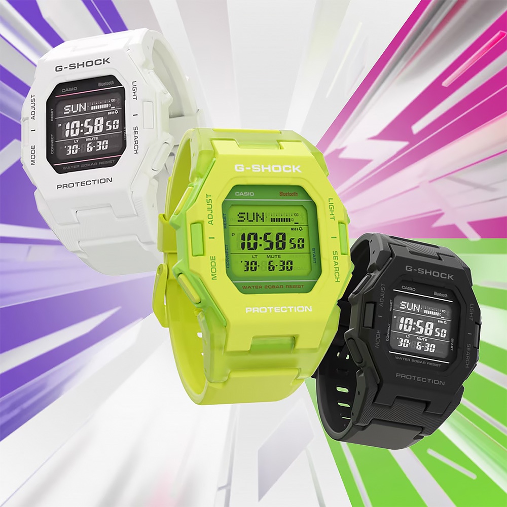 CASIO 卡西歐 G-SHOCK 纖薄時尚未來感藍牙運動電子錶 手錶-螢光黃 GD-B500S-3, , large