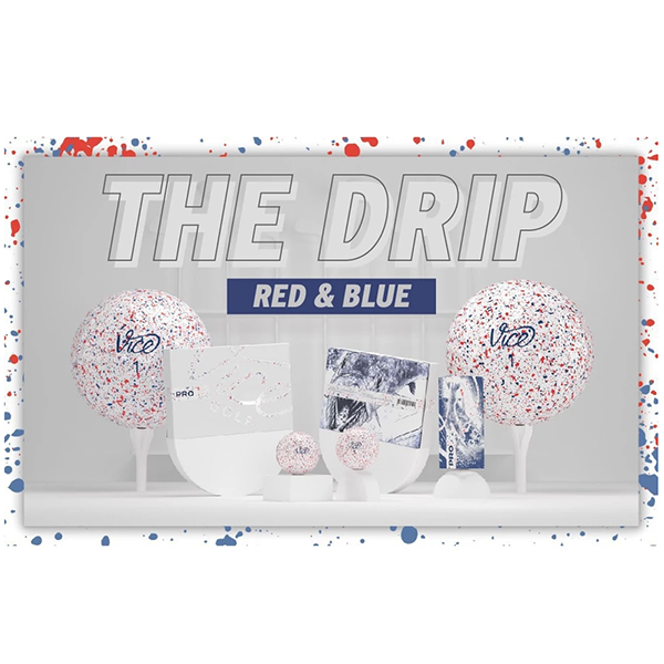 VICE PRO DRIP Golf Balls – 12-Pack | Red & Blue Splatter Edition, , large