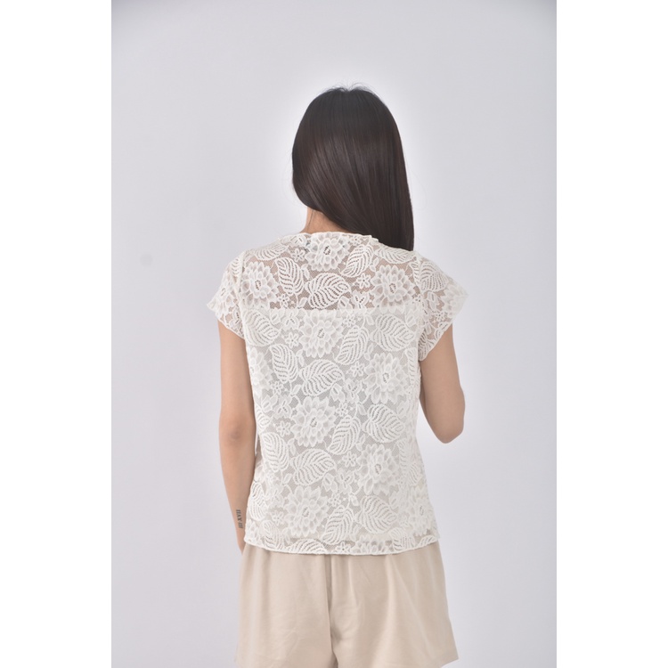 (M) leidisha蕾絲白色短袖上衣二手衣, , large