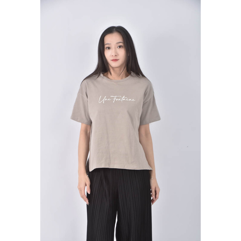 (M) michel klein文字淺棕色短袖上衣二手衣, , large