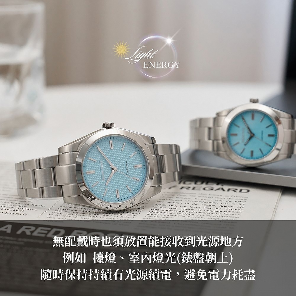 Relax Time RT-105S 立體格紋太陽能女錶-銀x藍/34mm RT-105S-3L, , large
