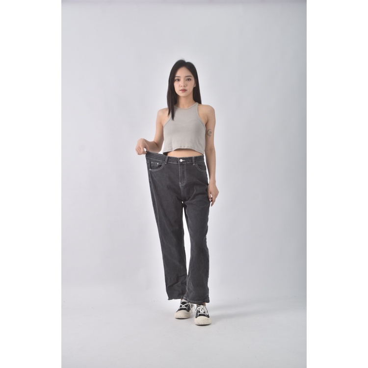 (XL) 高腰寬版灰色長褲二手衣, , large