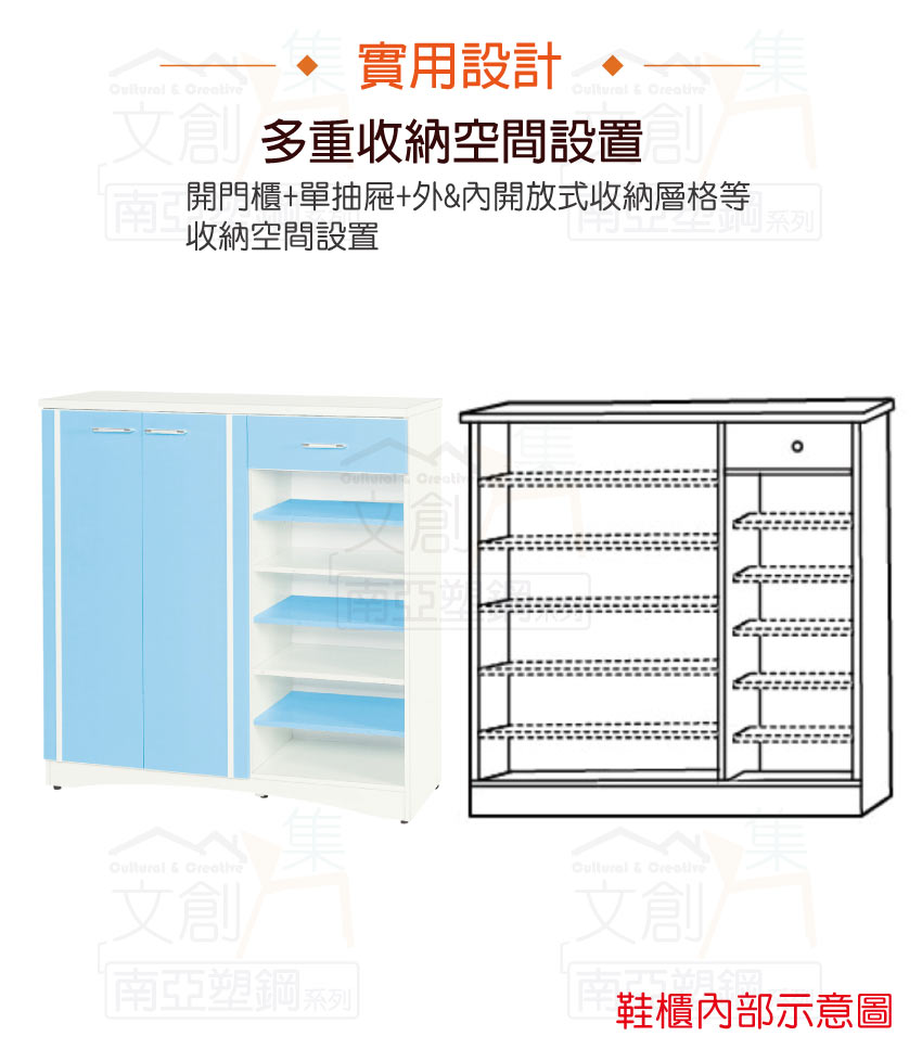 【文創集】羅斯 環保3.6尺南亞塑鋼二門單抽鞋櫃(客約商品), , large