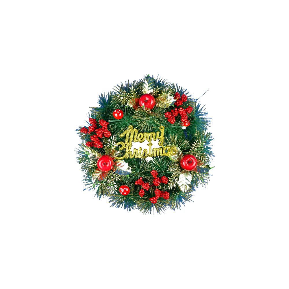 12-inch Glitter Red Pine Needle Wreath, , large