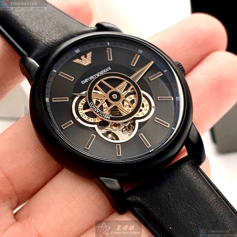 [星晴錶業]ARMANI手錶,42mm,AR00001玫瑰金色錶面黑錶殼深黑色真皮皮革錶帶款, , large