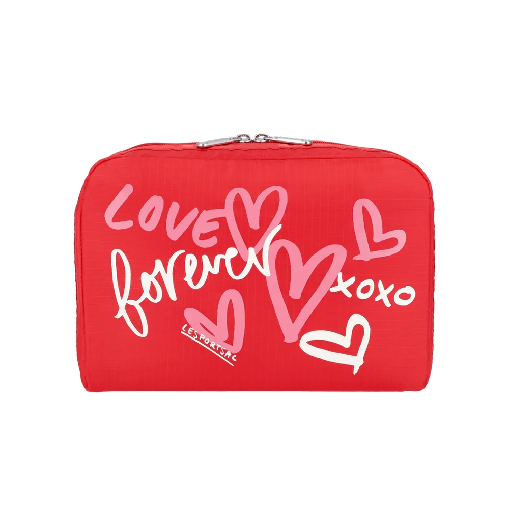 Lesportsac Extra Large Rectangular Cosmetic 加大型化妝包/ 情書手繪風, , large
