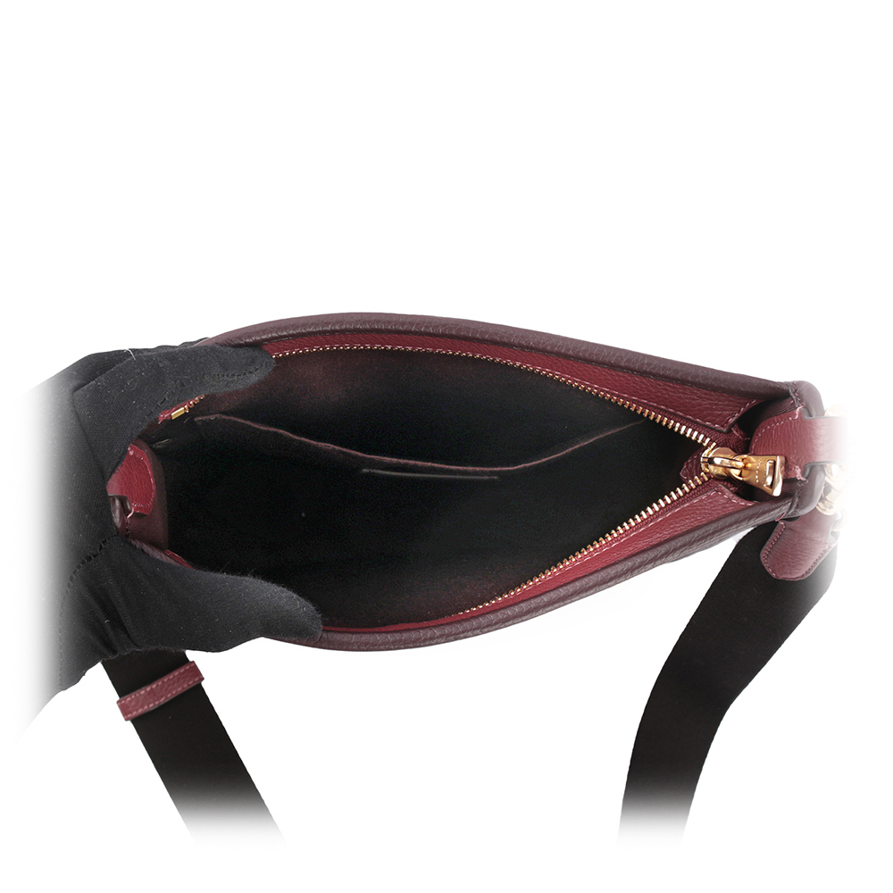 COACH Dempsey 緹花拼皮革條紋斜背包/酒紅色, , large