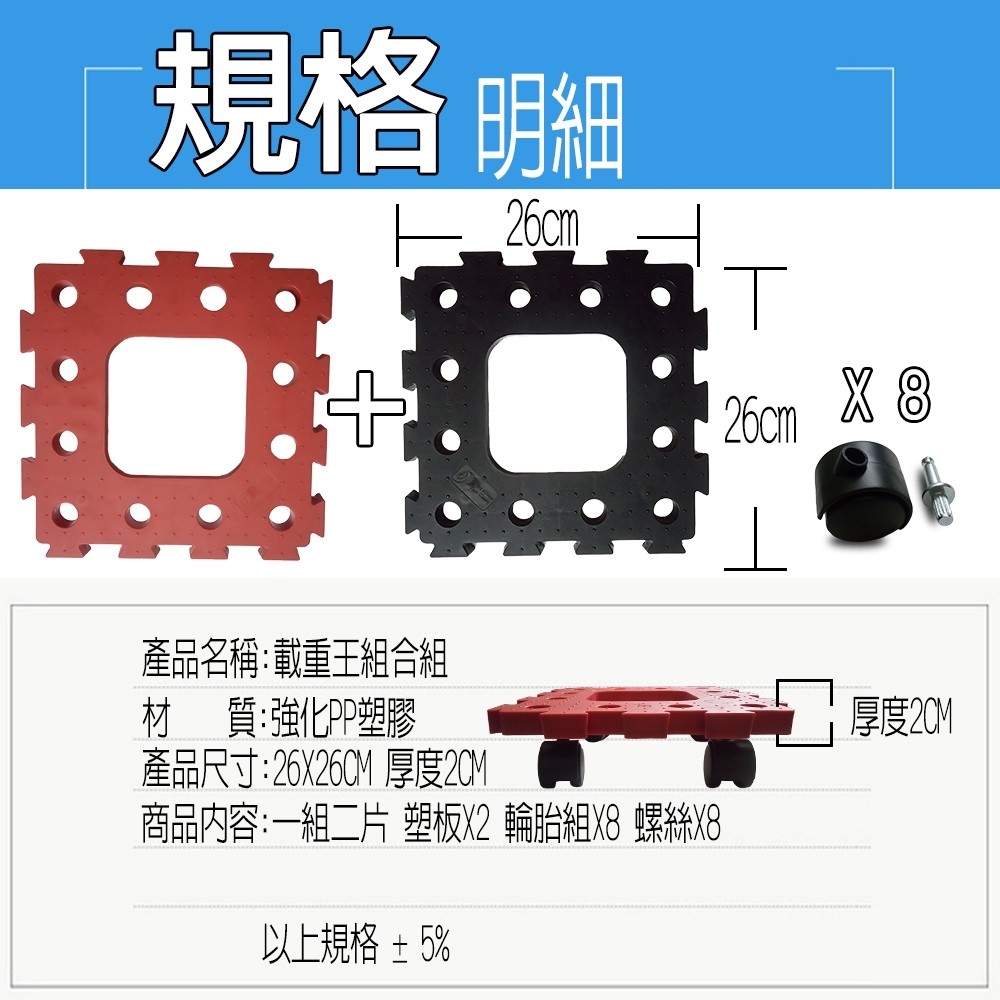 GS MALL 台灣製造 一組2入 耐衝擊滑輪棧板 推車 板車 拖板車 棧板 高硬度棧板 滑輪棧板 烏龜車, , large