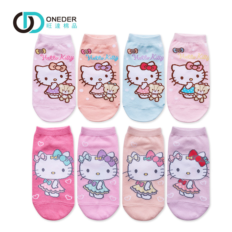 Sanrio 三麗鷗 KITTY 凱蒂貓直版襪 兒童短襪 女童襪 台灣製童襪 KT-A657 KT-A658【旺達棉品】, , large