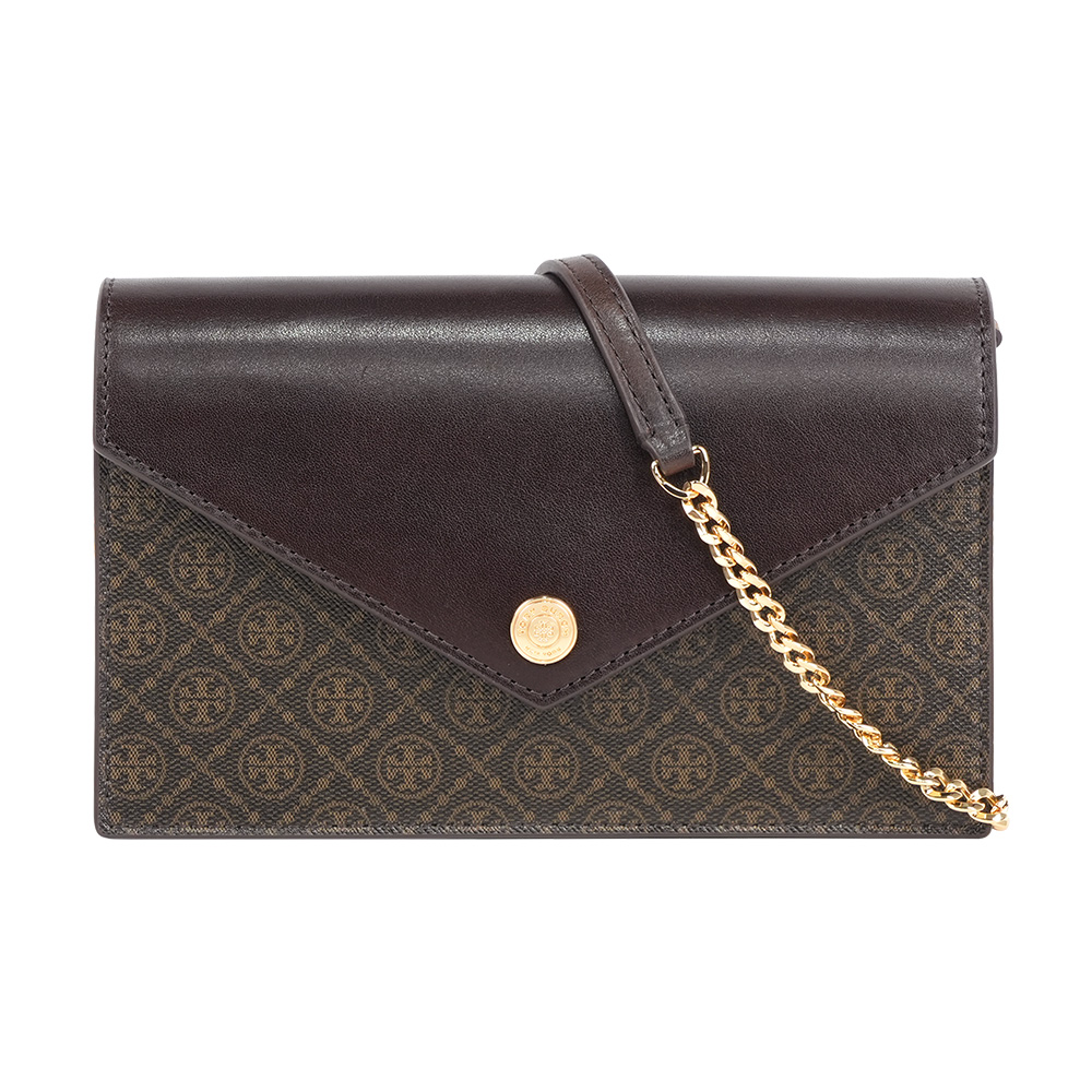 TORY BURCH T Monogram 標誌帆布信封式斜背包/WOC(深棕色), , large