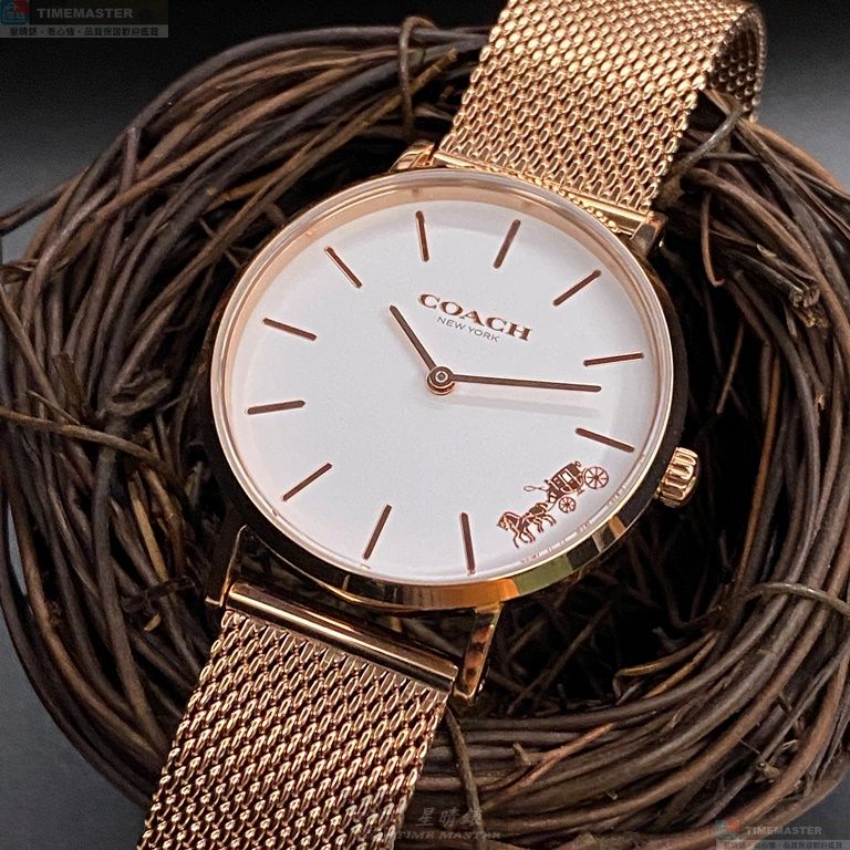 [星晴錶業]COACH手錶,32mm,CH00048白色錶面玫瑰金錶殼玫瑰金色米蘭錶帶款, , large