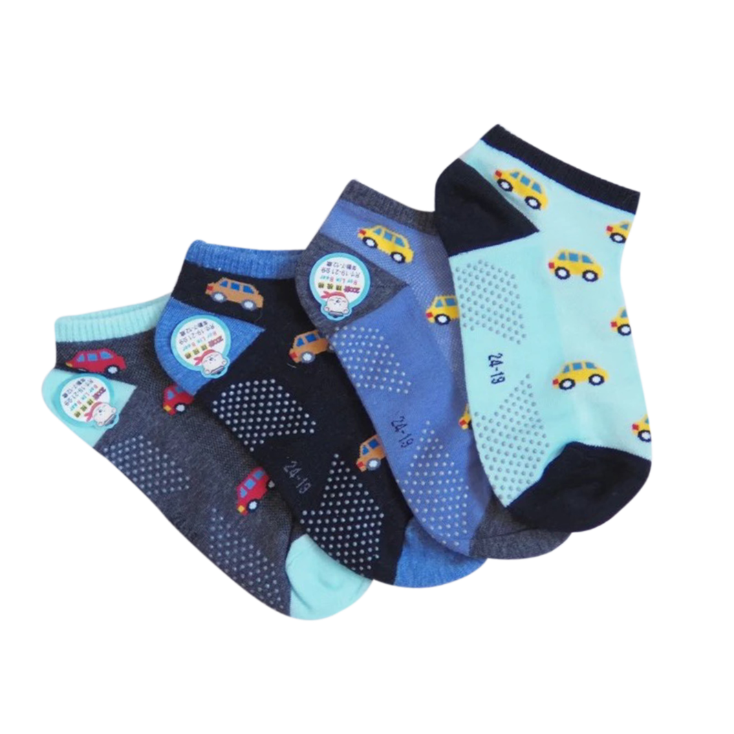 [Kaimei Cotton] MIT made in Taiwan, combed cotton, mesh anti-slip, children's socks, car style - 8 pairs set, , large