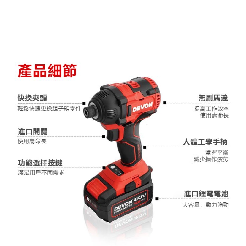 WIN五金 DENON 大有 20v雙機組 5401+5733H 含4.0電池兩電一充 免出力三用電鑽 衝擊起子機, , large