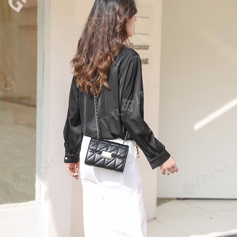 SPRING-菱格小香風鍊條包 刺繡鍊條小斜背包 鐵鍊小方包 -多色, , large