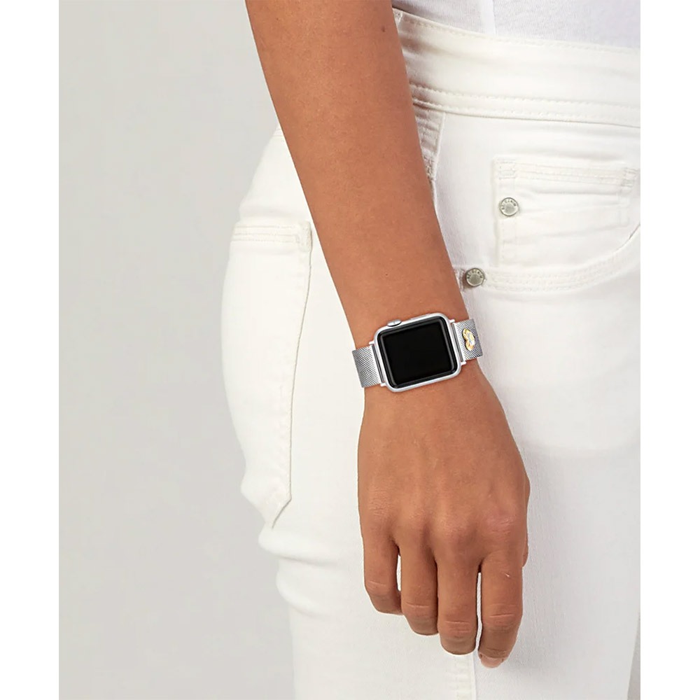 COACH Apple Watch 錶帶 38/40/41mm 適用 米蘭鍊帶 C字愛心錶帶-銀色(不含手錶), , large