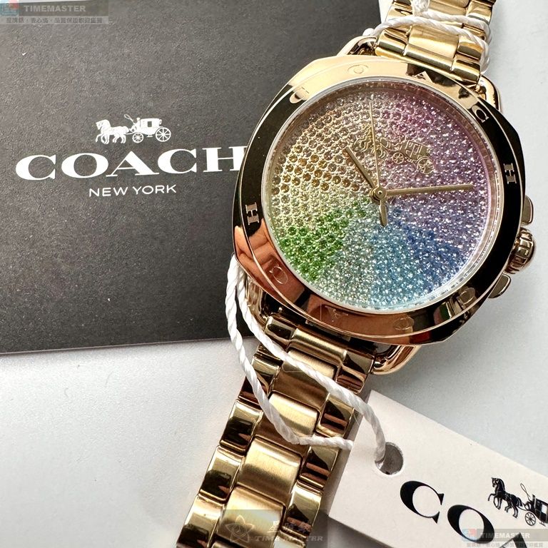 [星晴錶業]COACH手錶,34mm,CH00199彩虹錶面金色錶殼金色精鋼錶帶款, , large