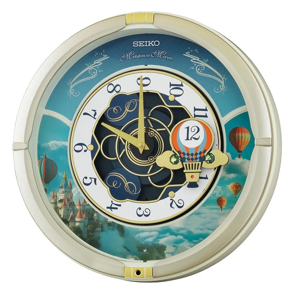 SEIKO 精工 旋轉熱氣球音樂掛鐘 時鐘 QXM616S, , large