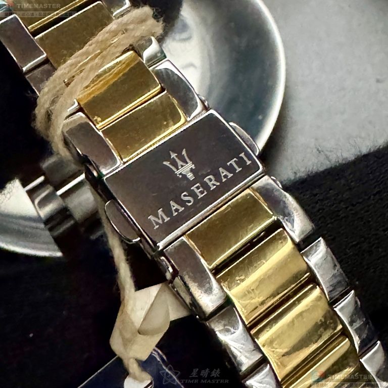 [星晴錶業]MASERATI手錶,38mm,R8853112504白色錶面金色錶殼金銀相間精鋼錶帶款, , large