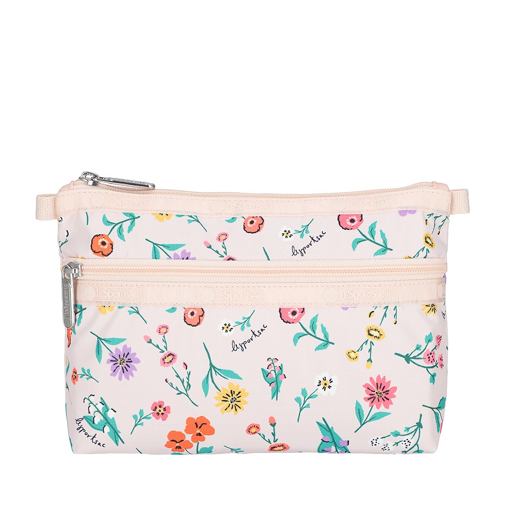 Lesportsac Cosmetic Clutch 雙層拉鍊化妝包/ 輕舞野花, , large