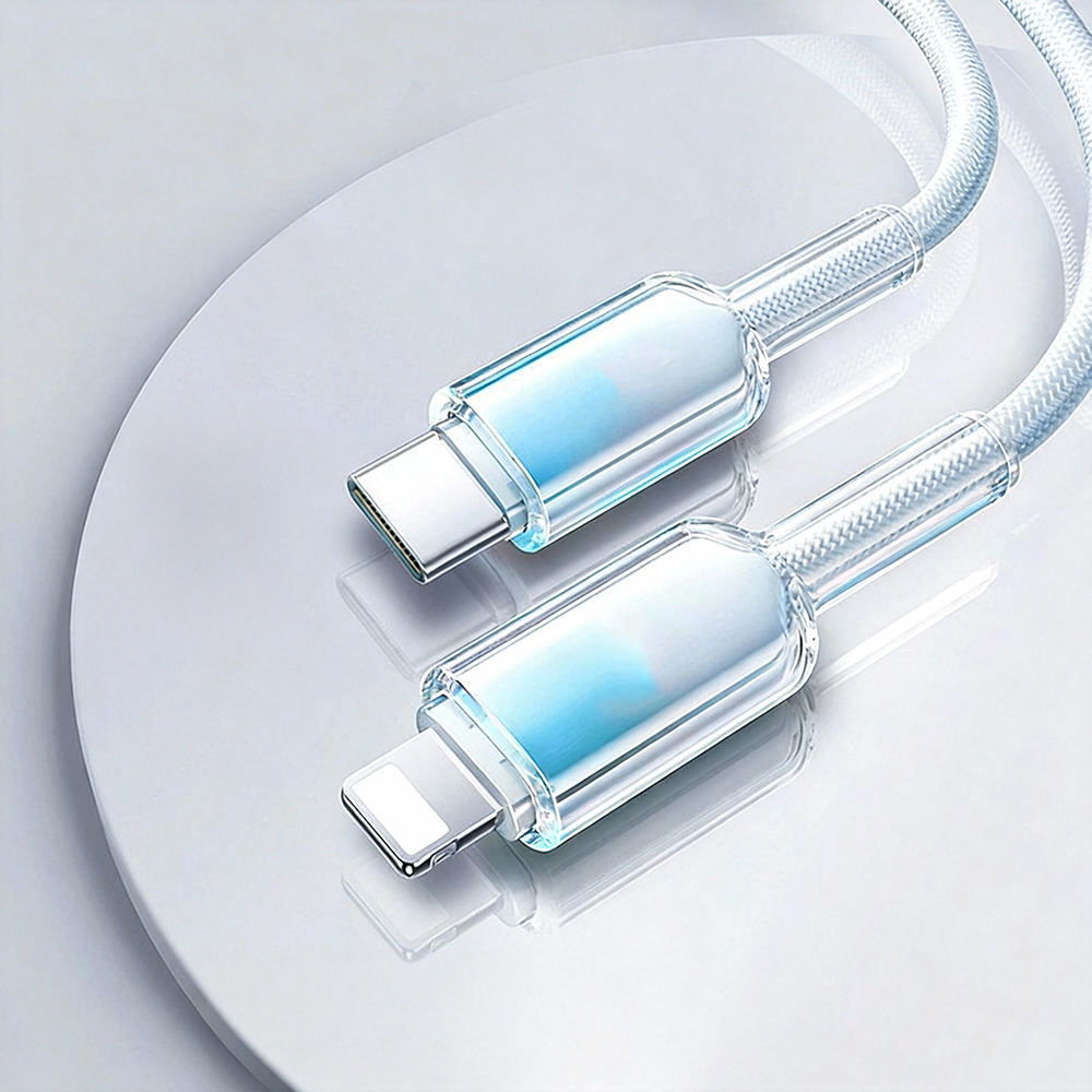 [Lele] PD30W Ice Crystal Head Colorful Braided Fast Charging Cable C to L1M Gradient Blue