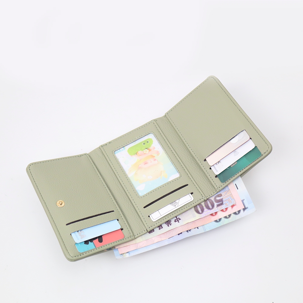 Ribbon&eacute; 柔霧翻蓋零錢中夾-粉色 女夾 韓系氣質皮夾 可愛短夾 人氣女用皮夾, , large