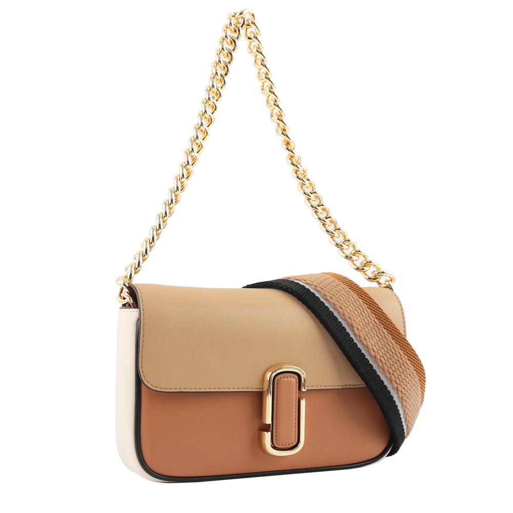 Marc Jacobs THE J MARC 平滑牛皮拼色翻蓋二用包/奶茶/焦糖, , large