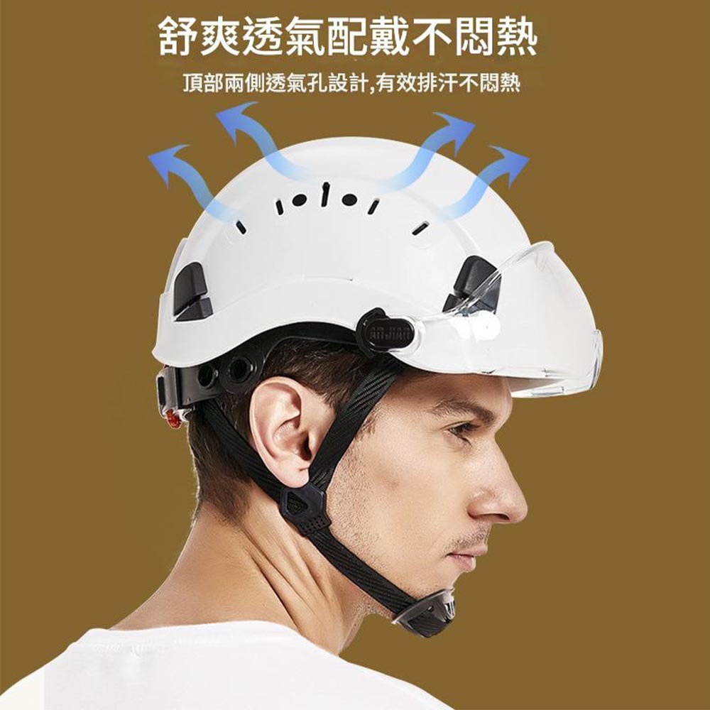 工地護目安全帽(藍)可接耳罩, , large