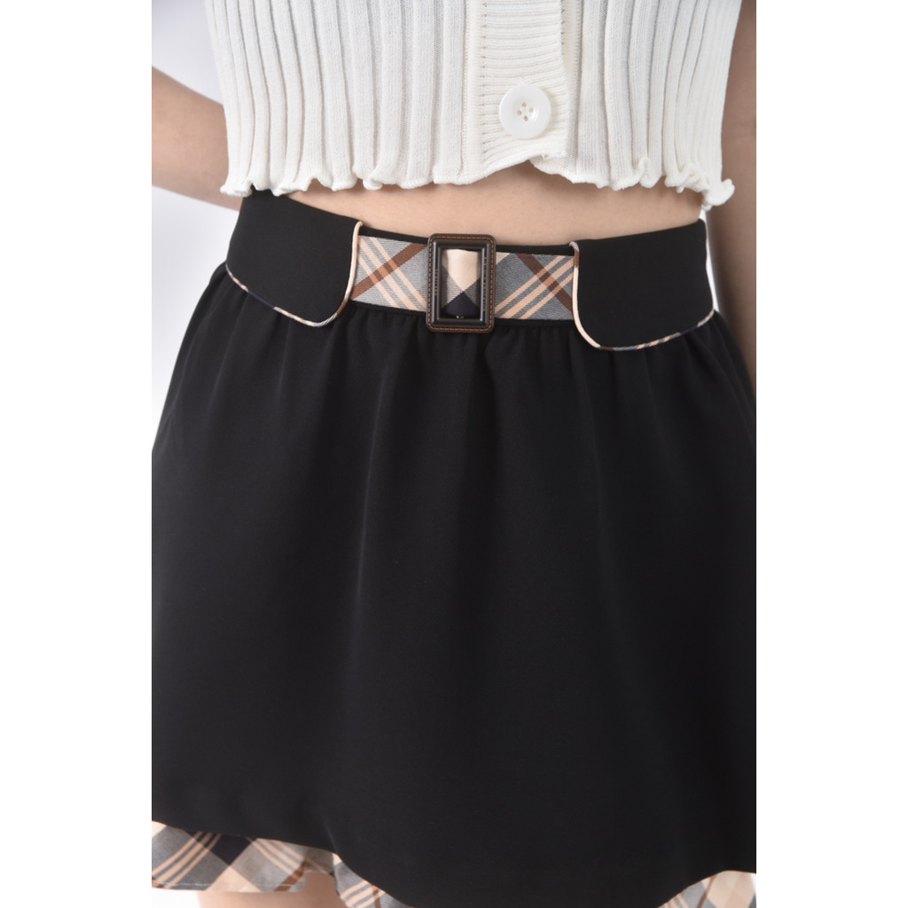 (S) kinloch anderson質感格紋黑色短裙二手衣, , large